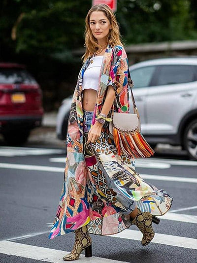 Colorful Cropped Printed Cover-ups Swimwear