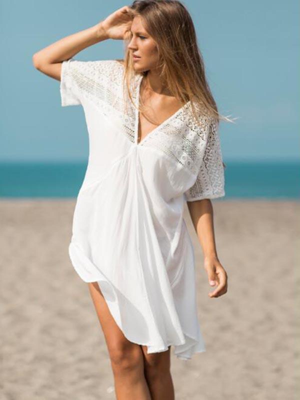 Lace Split-joint Bikini Swimwear Cover-up