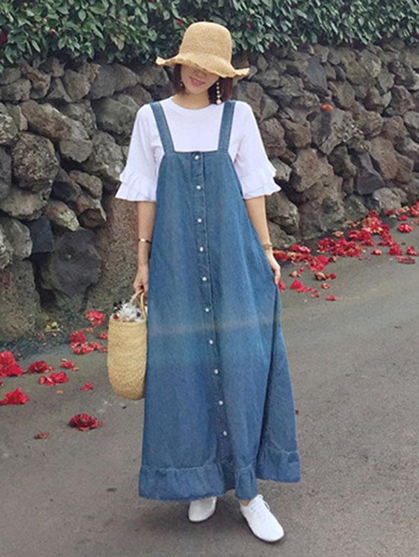 Casual Jean 2-pieces Long Dress