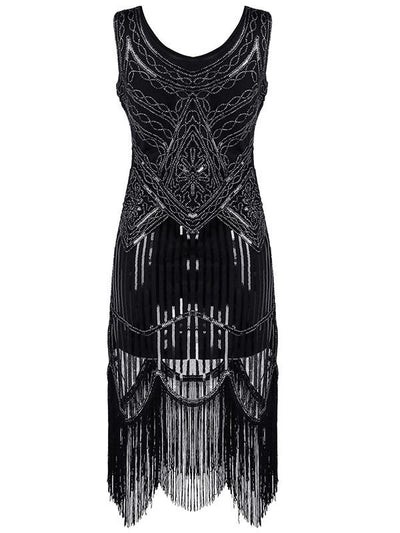 Black Fringed Evening Dress