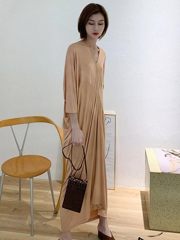 Elegant Soft V-neck Long Dress