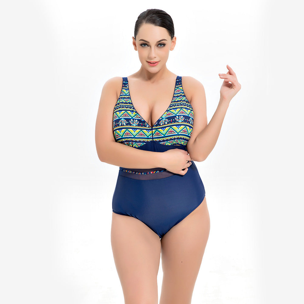 1946 PRINTING PLUS SIZE ONE-PIECE SWIMSUIT