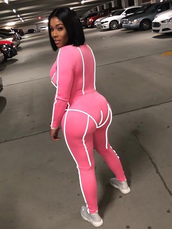 Split-joint Long Sleeves Sports Jumpsuits