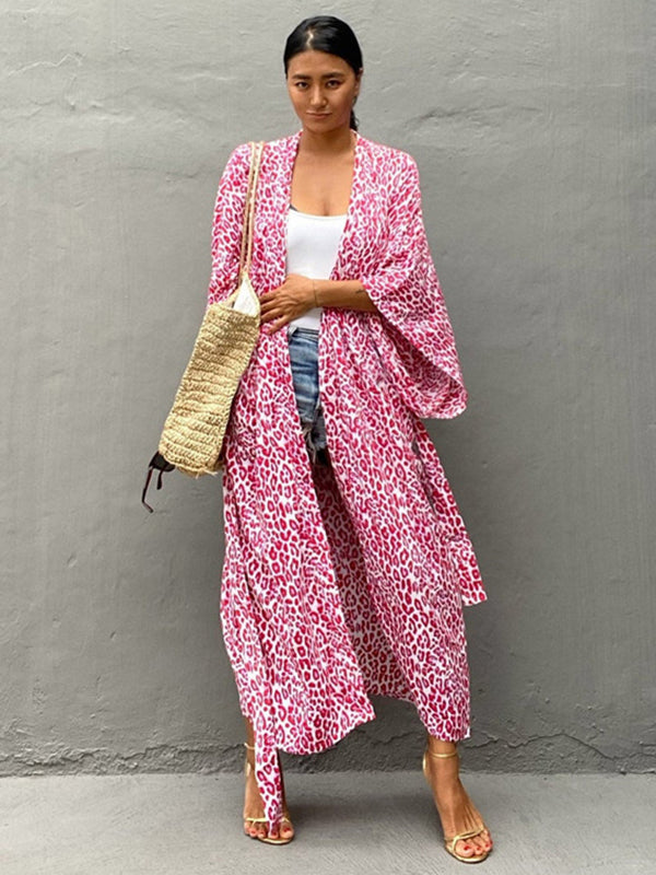 Bohemia Printed Belted Long Sleeves Cover-Up