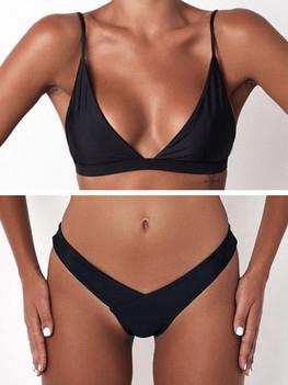 7 Colors Triangle Plain Bikinis Swimwear