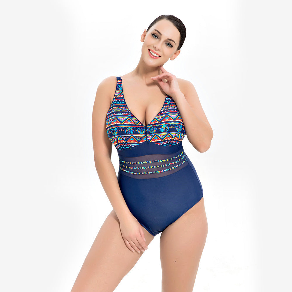 1946 PRINTING PLUS SIZE ONE-PIECE SWIMSUIT