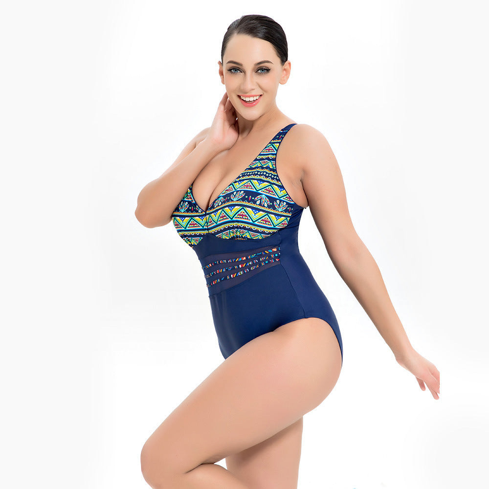 1946 PRINTING PLUS SIZE ONE-PIECE SWIMSUIT