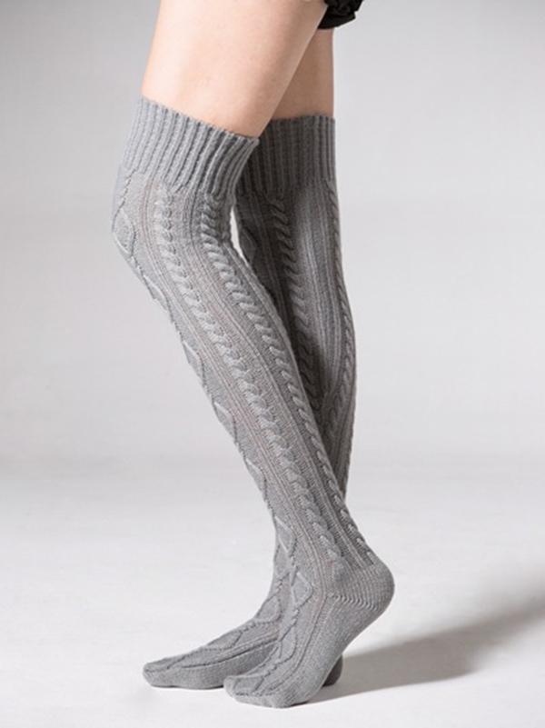 Knitting Over Knee-high 4 Colors Stocking