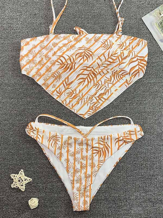 Sexy Belly Pocket Knotted Split Type Bikini Swimsuit