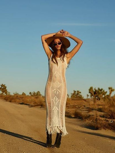 Knitting Hollow Tassels Cover-Ups Swimwear