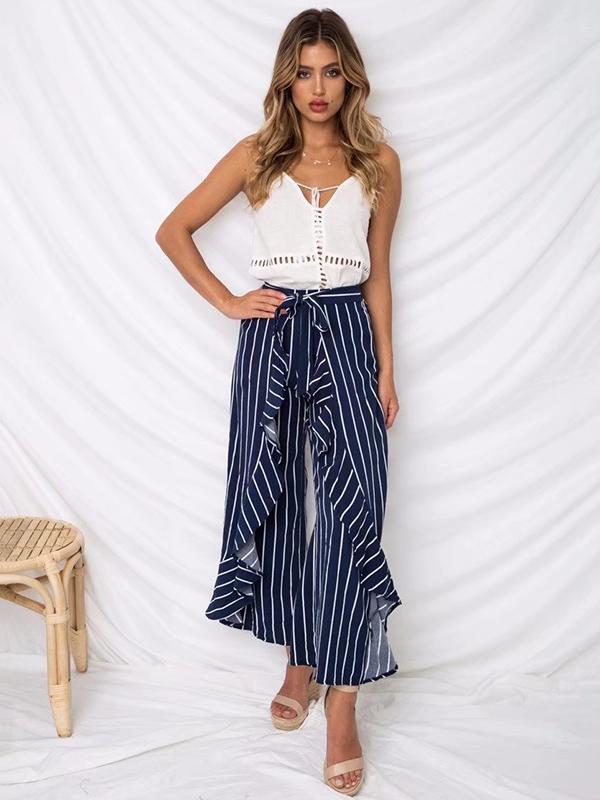 Ruffle High Waist Falbala Wide Leg Pants