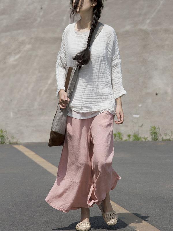 Original Style Woman Long Pants in Light Pink Color