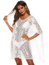 Sexy Solid White Loose Beach  Lace Cover-Up