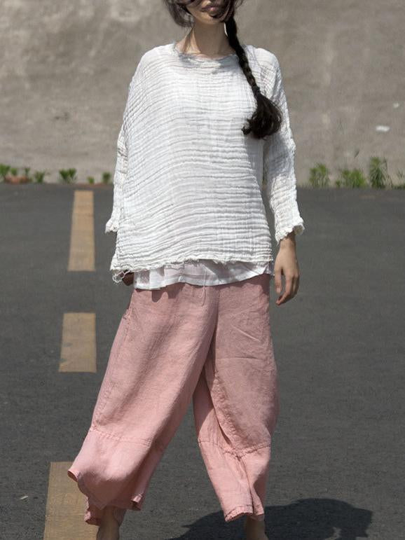 Original Style Woman Long Pants in Light Pink Color