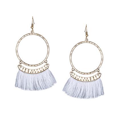 Large circle earrings long tassel pendant earrings