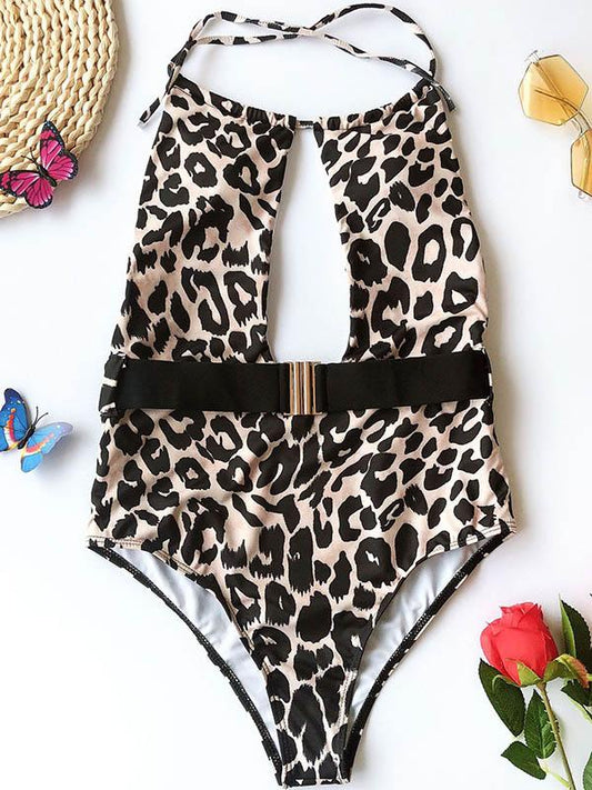 Sexy Hollow Belted One-Piece Swimwear