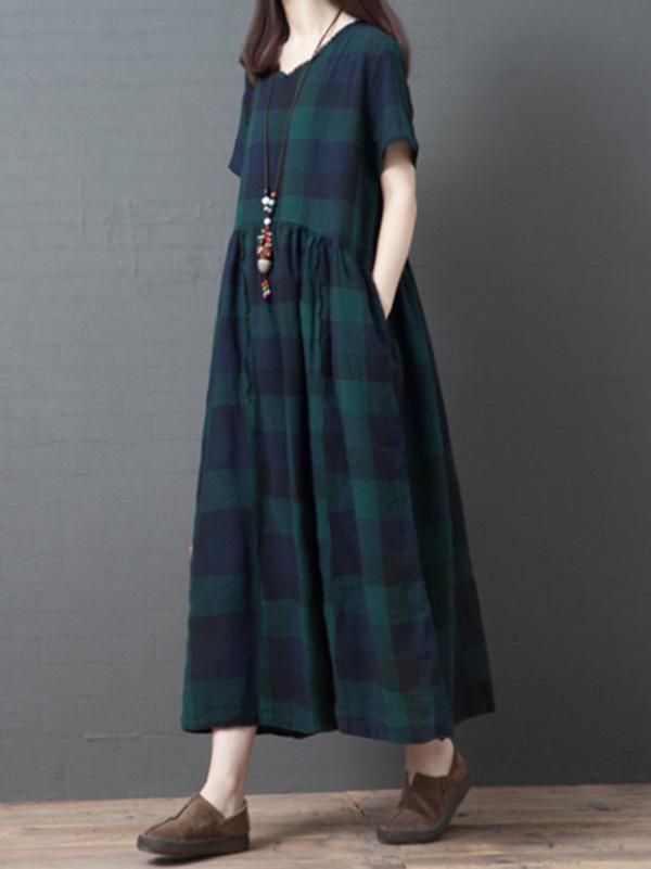 Oversize Plaid Fashion Dress