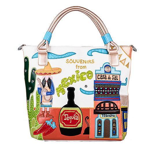 Wine glass cartoon Fashion bright leather personality creative embroidery bag