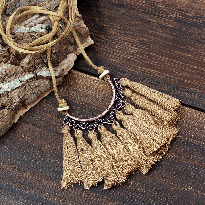 Popular tassel long fashion creative flower vintage necklace