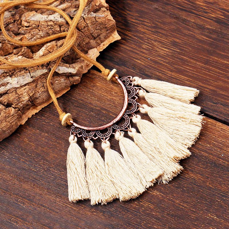 Popular tassel long fashion creative flower vintage necklace