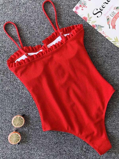 Backless Plain One-piece Swimmer