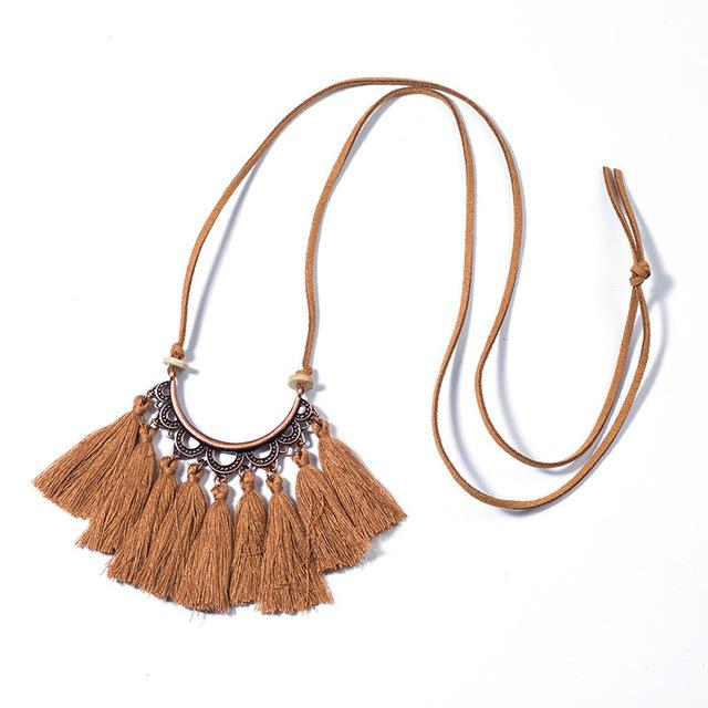 Popular tassel long fashion creative flower vintage necklace