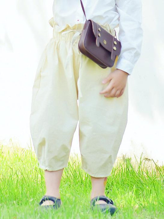 Green&Beige Cotton Kids Harem Pants