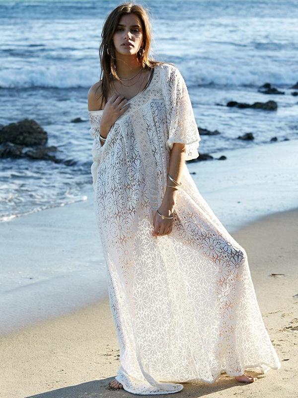 Lace Split-joint H-line Maxi Cover-ups