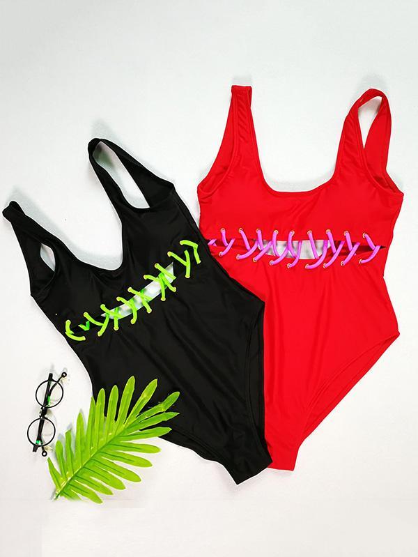 Hollow Backless One-piece Swimwear