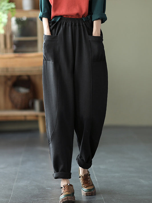 Simple Solid Color Empire Waisted Loose Harem Pants