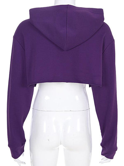 Letter Printed Bare Midriff Hoodie