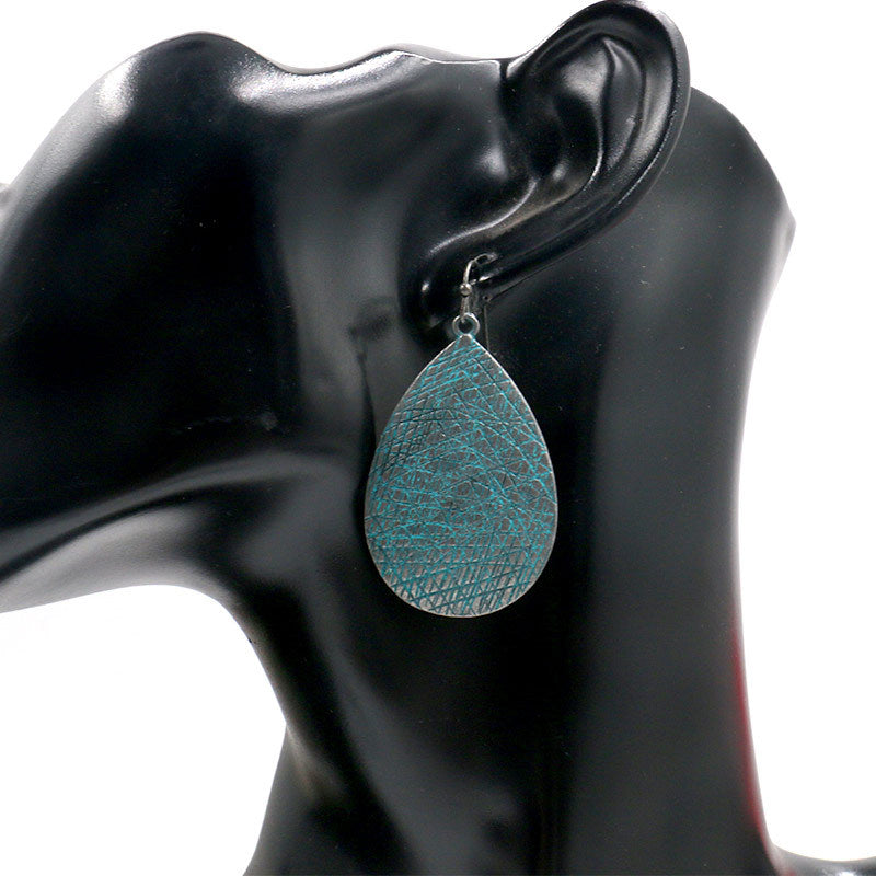 water drop shaped frosted alloy exaggerated earrings