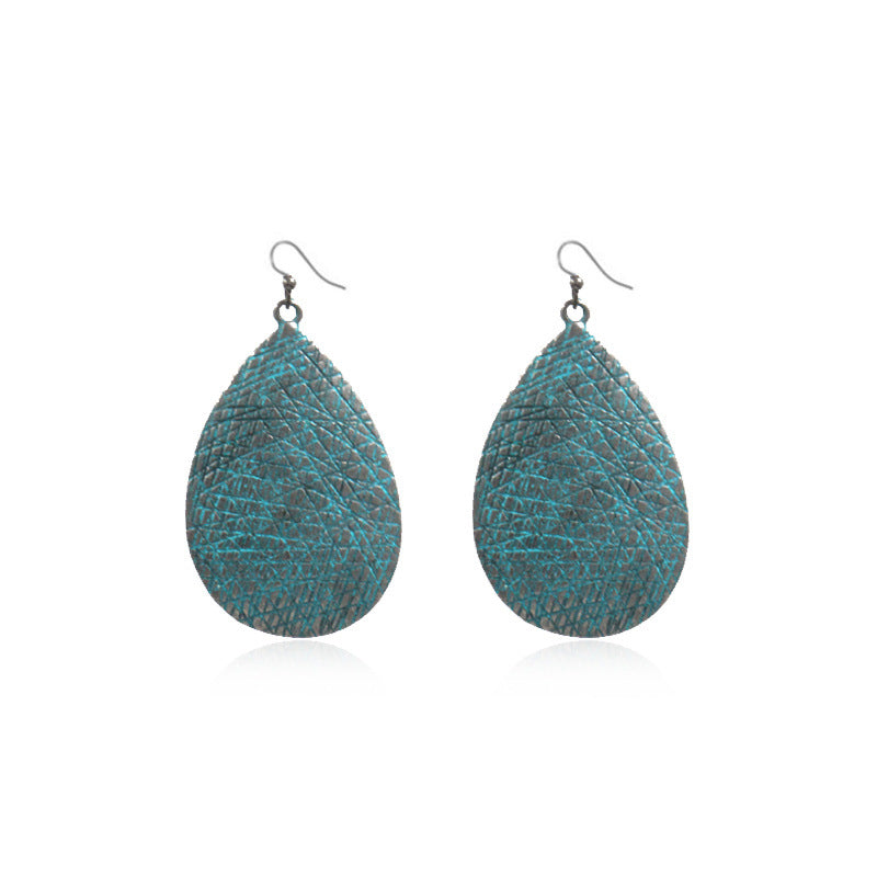 water drop shaped frosted alloy exaggerated earrings