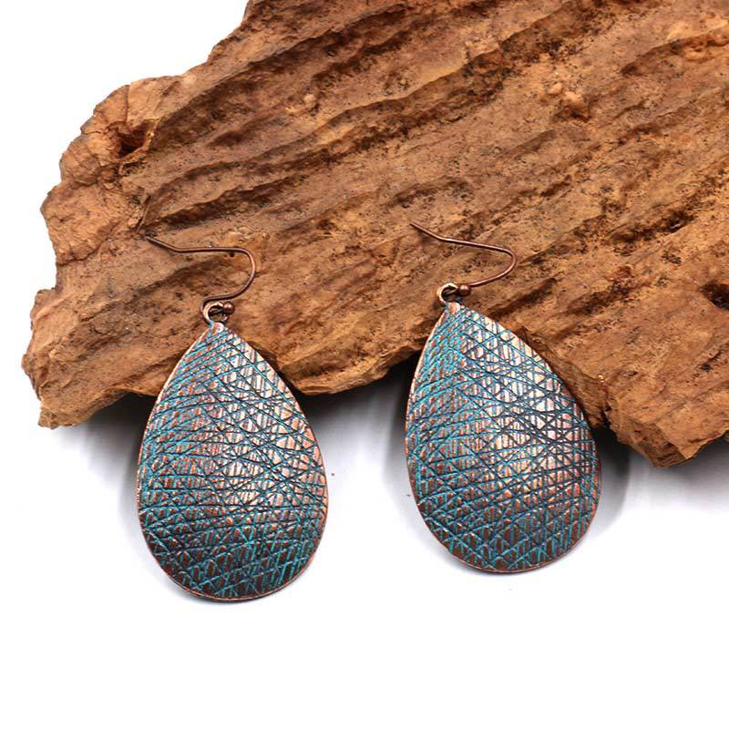 water drop shaped frosted alloy exaggerated earrings