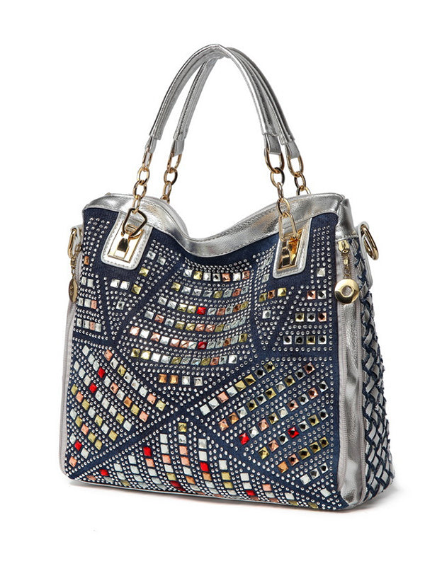 Vertical casual rhinestone women's bag