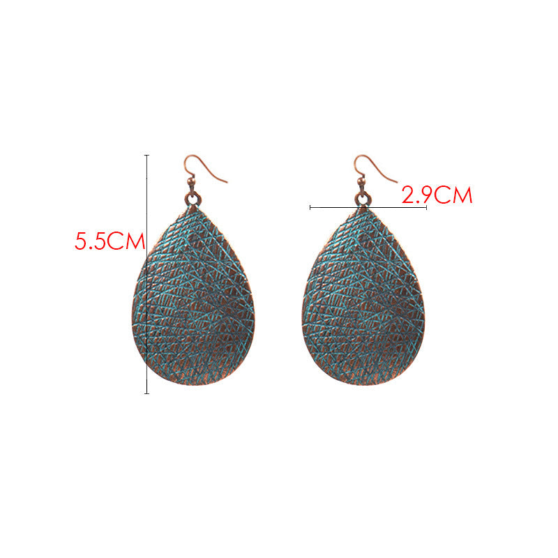 water drop shaped frosted alloy exaggerated earrings