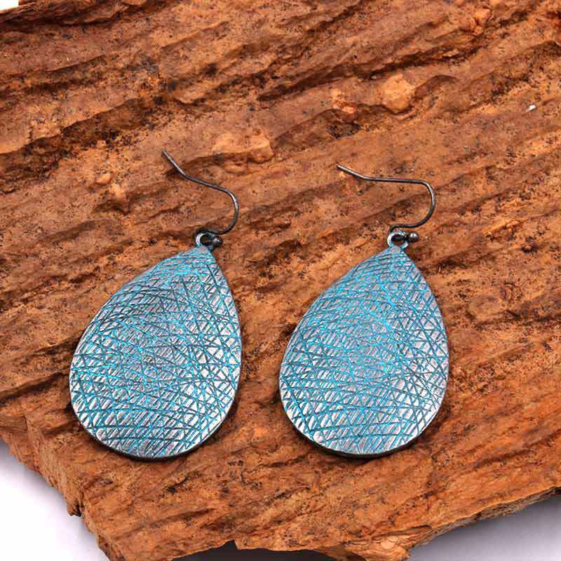 water drop shaped frosted alloy exaggerated earrings