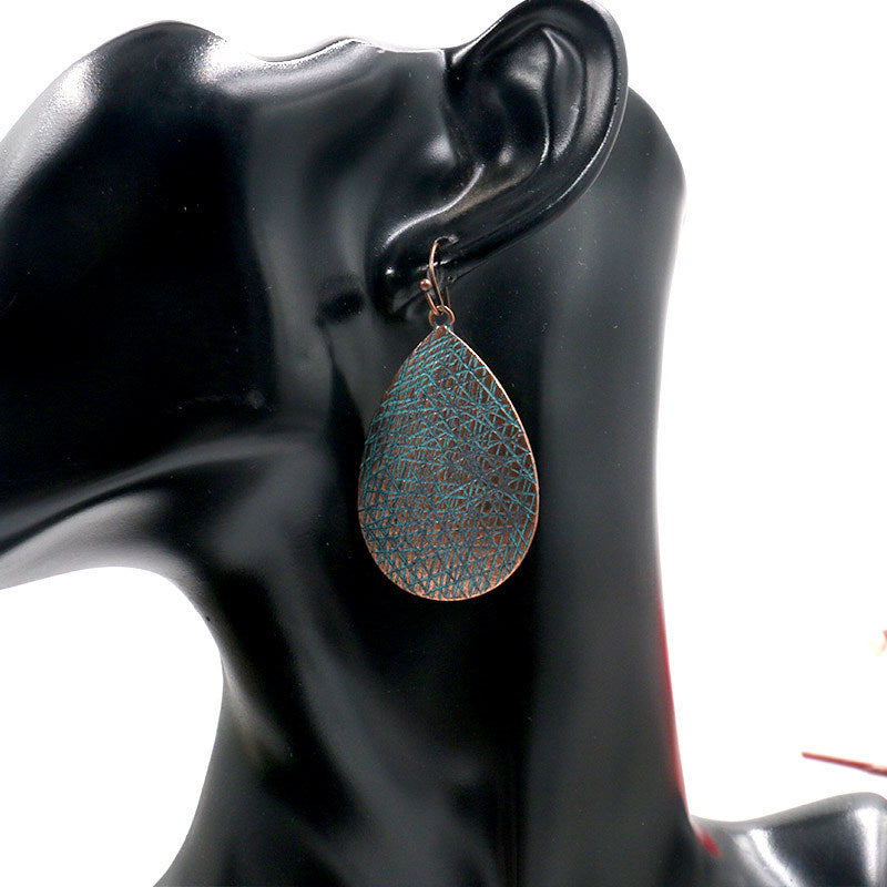 water drop shaped frosted alloy exaggerated earrings