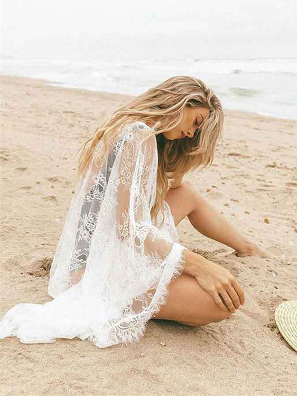 Sexy Lace See Through Beach Loose Cover-Ups