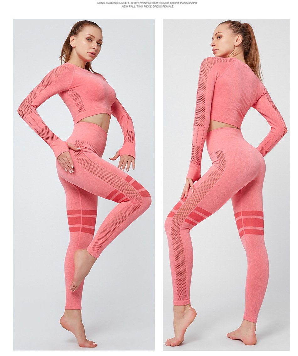 Mesh Hollow Bare Midriff Quick-Dry Yoga Suits