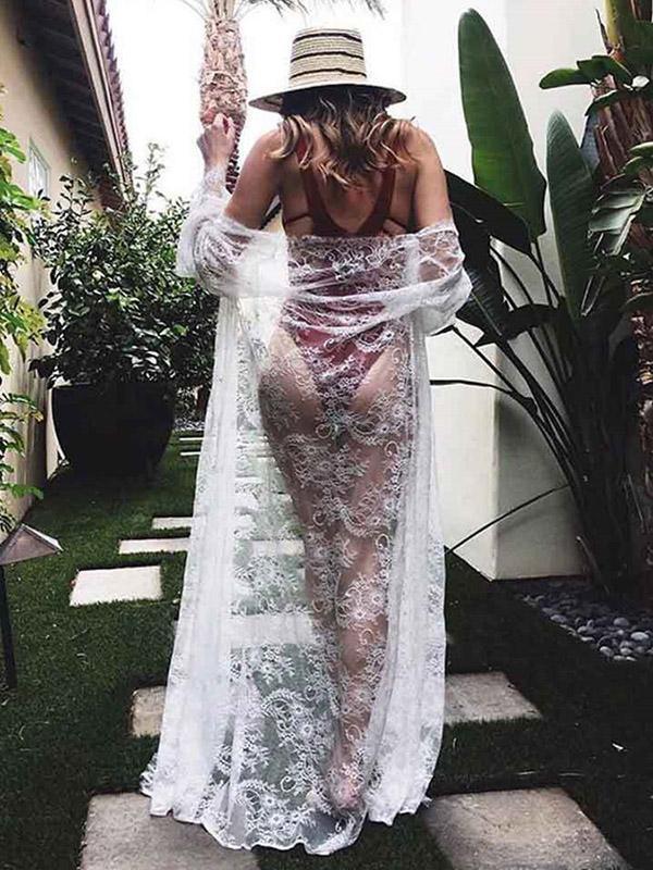 Sexy Lace See Through Beach Loose Cover-Ups