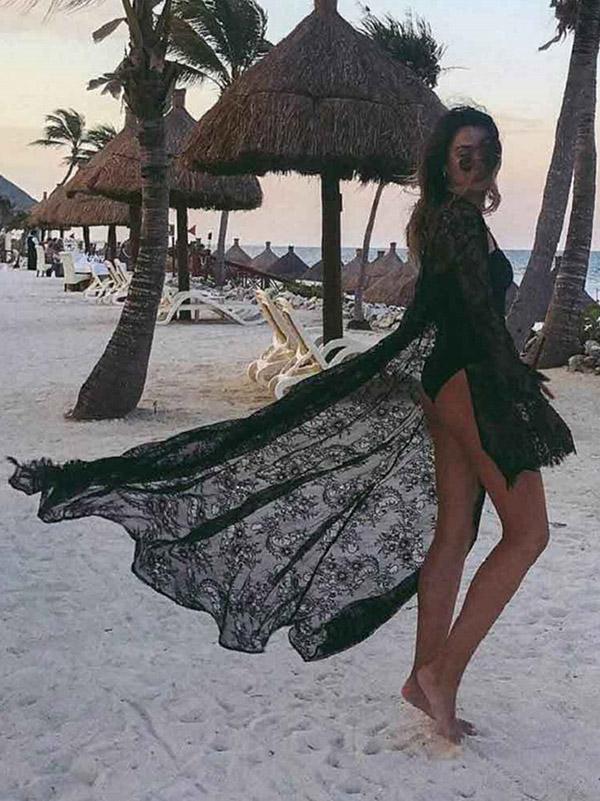 Sexy Lace See Through Beach Loose Cover-Ups