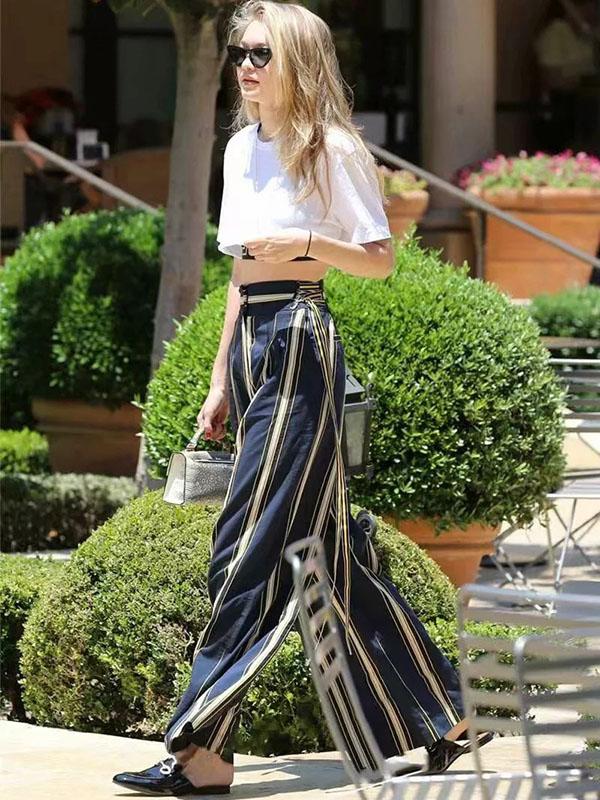 Fashion Strapes Bandage Wide Leg Pants