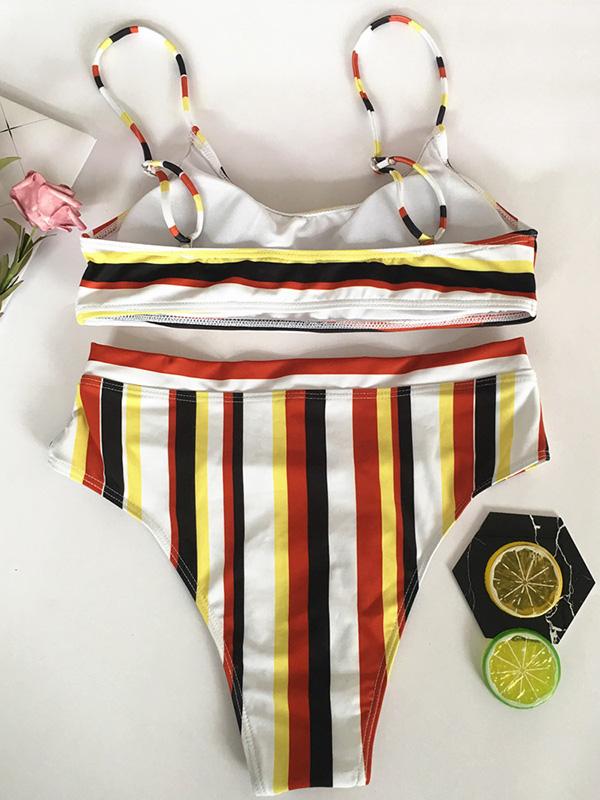 Multicolor Stripes Two-pieces Bikini Swimwear