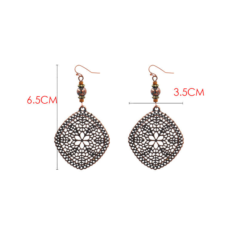 Rhombic pine alloy earring