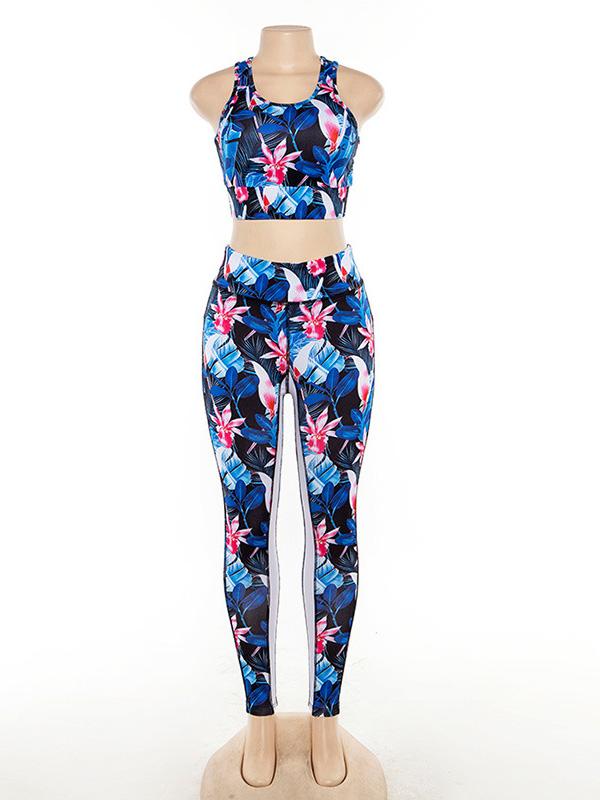 Printed Tank And Fitness Legging Suits