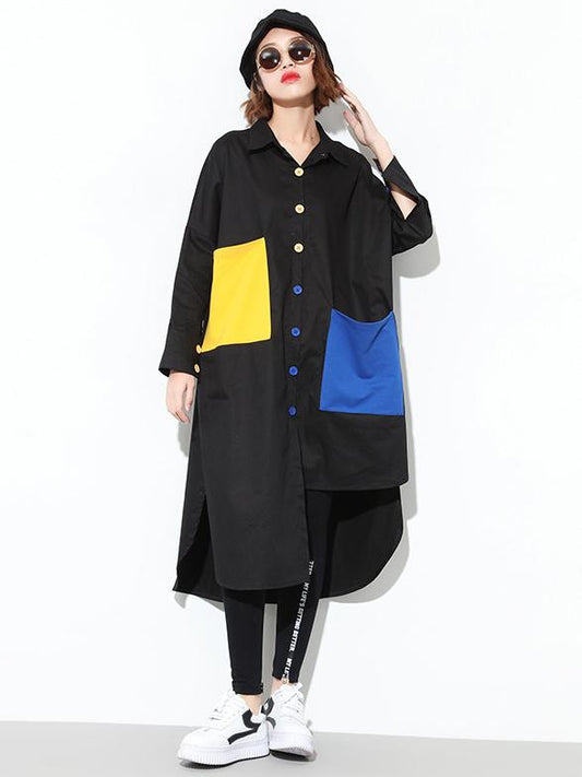 Irregular Colorful Split-joint Long Shirt