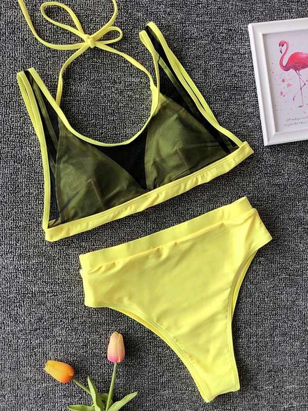 Gauze High Waist Bikini Swimsuit