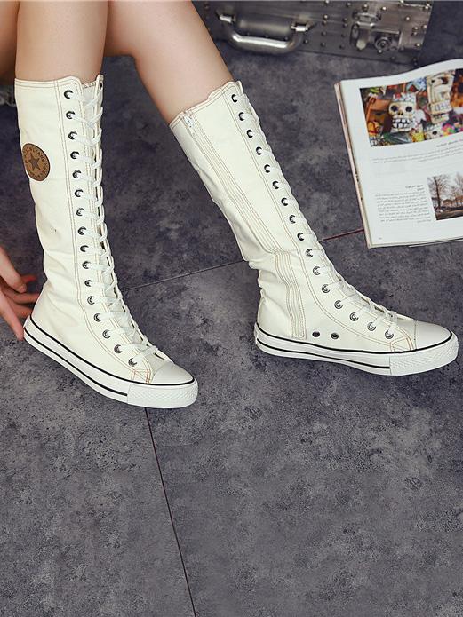 High-top Side Zipper Mid high Canvas Boots