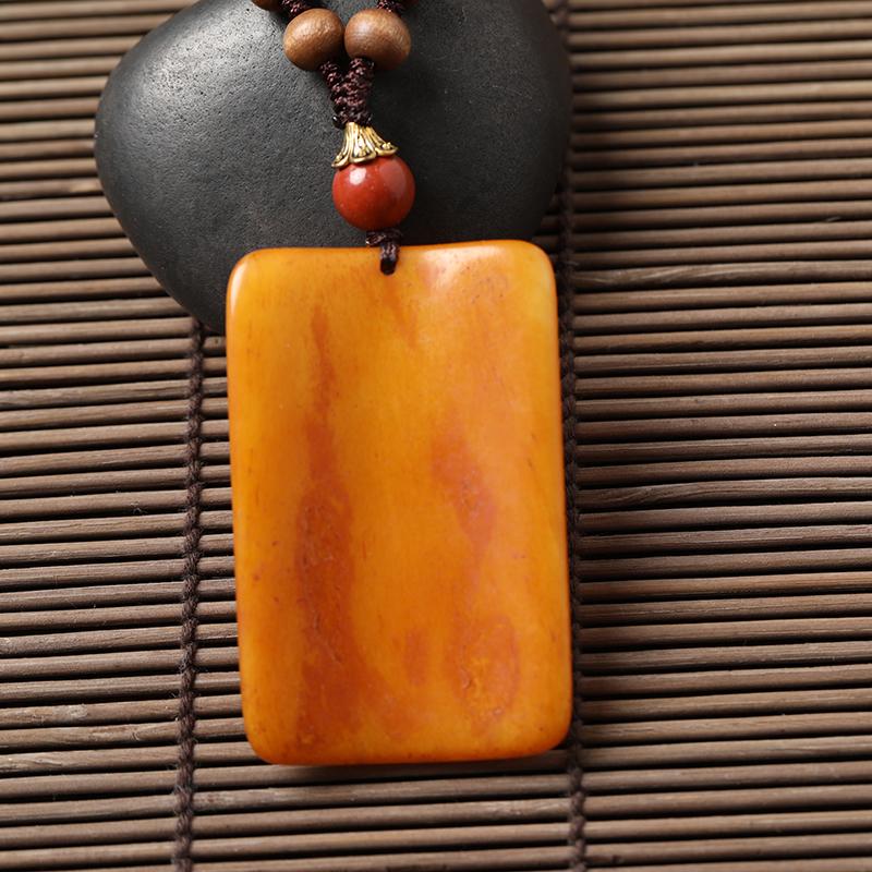 Ethnic Yellow Wood Beads Necklace for Women Dress